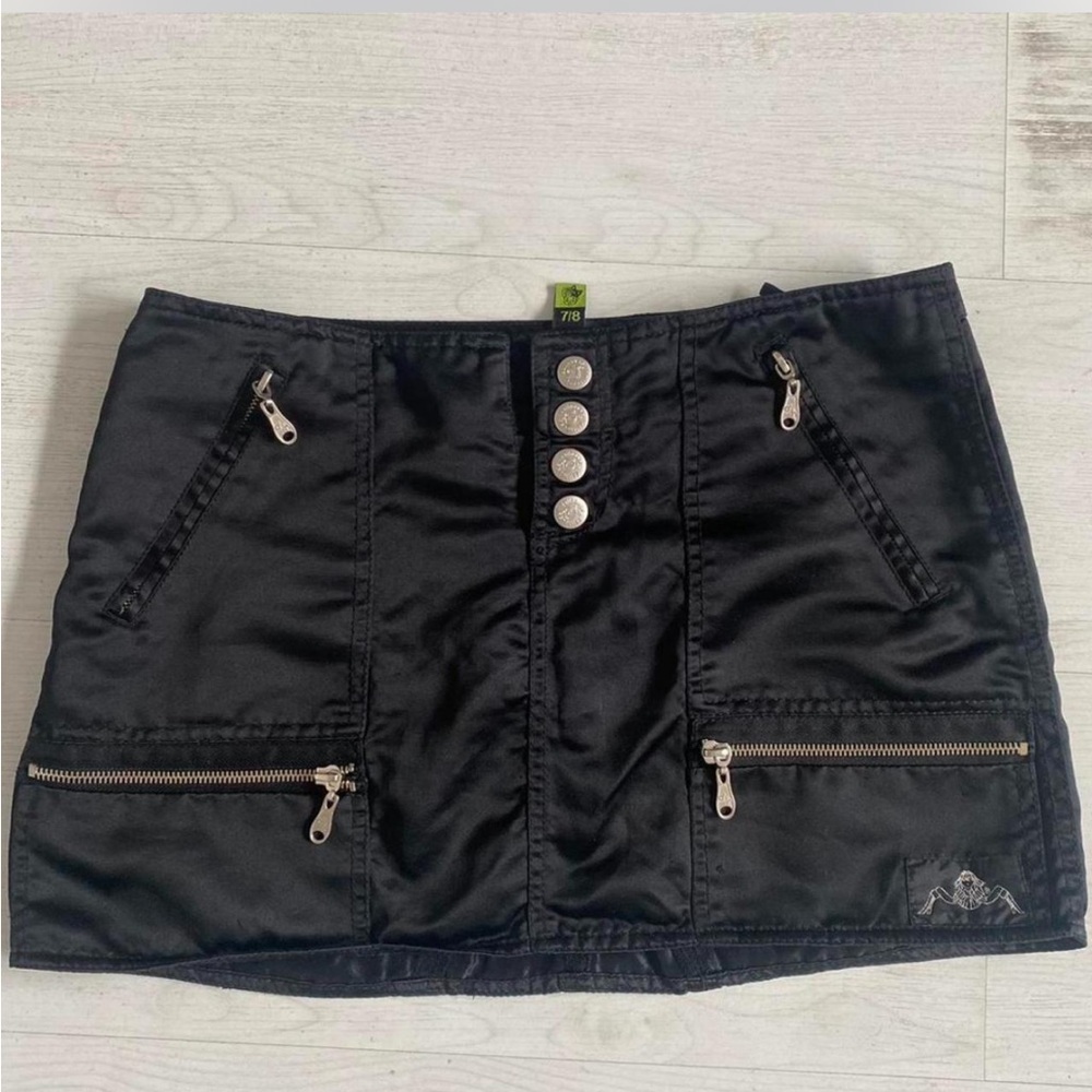 Vintage Black Satin Mini Skirt